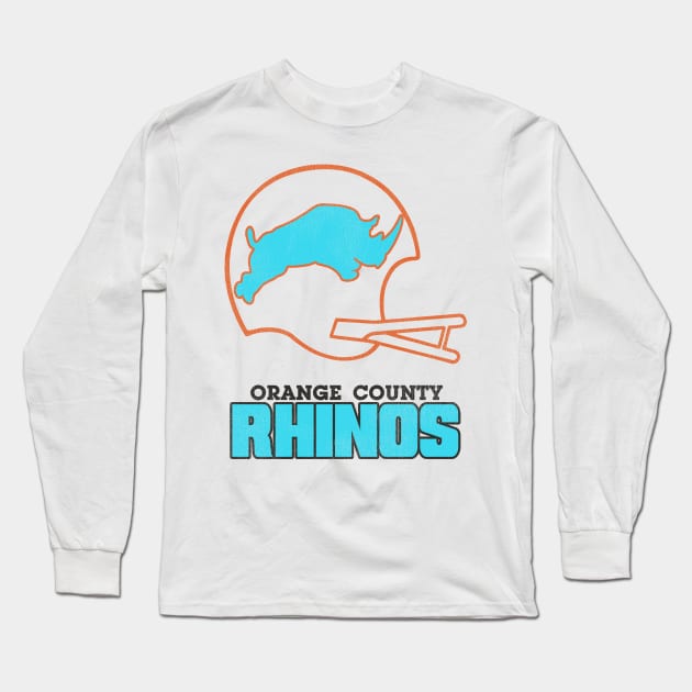 Defunct Orange County Rhinos Football Team Long Sleeve T-Shirt by Defunctland